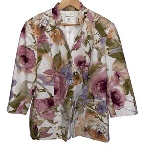 Coldwater Creek Jacket Womens Size 16 Snap Floral Feminine Romantic Business